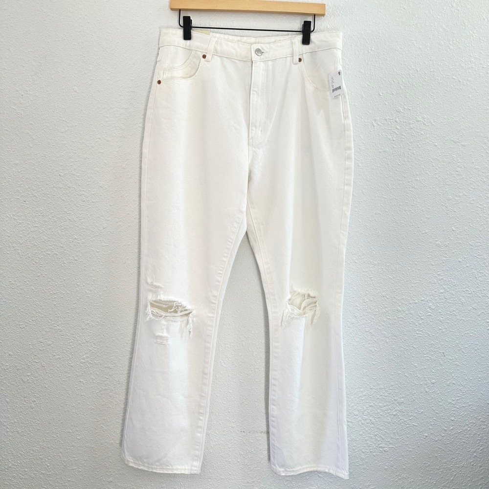 Rolla's High Rise Straight Jeans Women 32‎ Ivory Distressed NWT